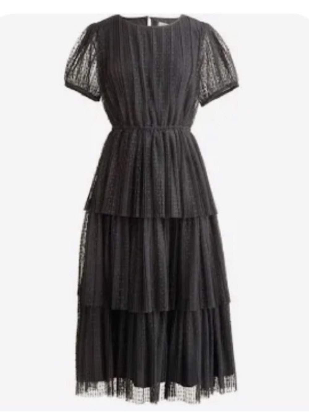 J. Crew Black Tiered Lace Midi Dress NWT
